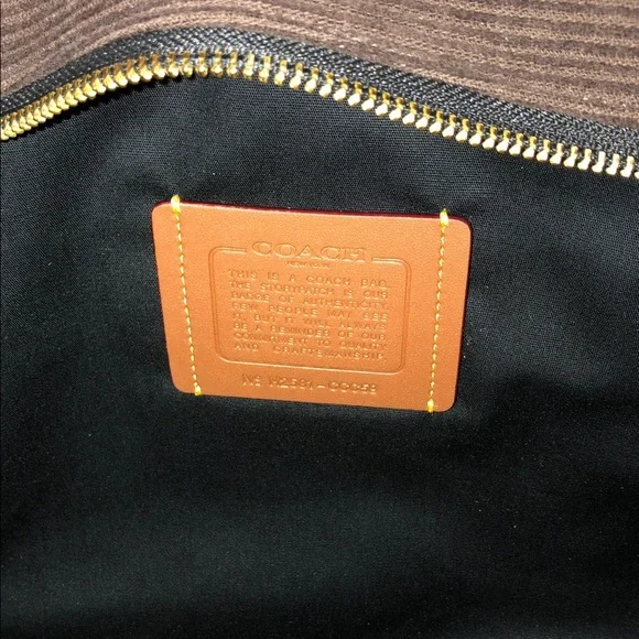 NWT-Coach-Repurposed Corduroy-Cargo Tote Bag-Maple Color-Patchwork Designs - Picture 11 of 16